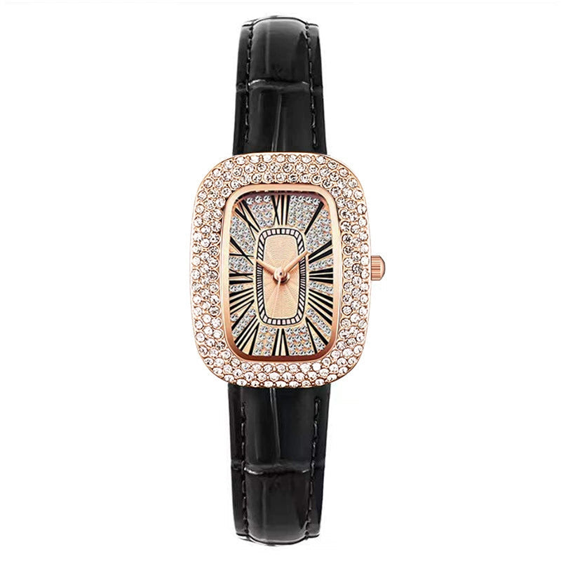 Vítor | Reloj rectangular con bisel de cristal y correa roja