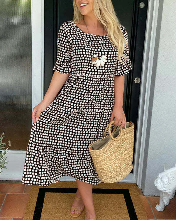 Blythea | Vestido MIDI De Lunares, Manga Corta Y Corte Holgado