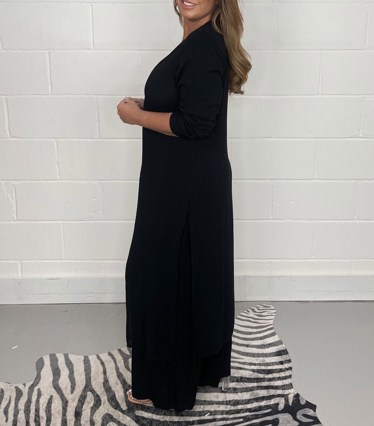 Alejandra | Conjunto De Dos Piezas: Túnica Larga Y Pantalones De Pierna Ancha