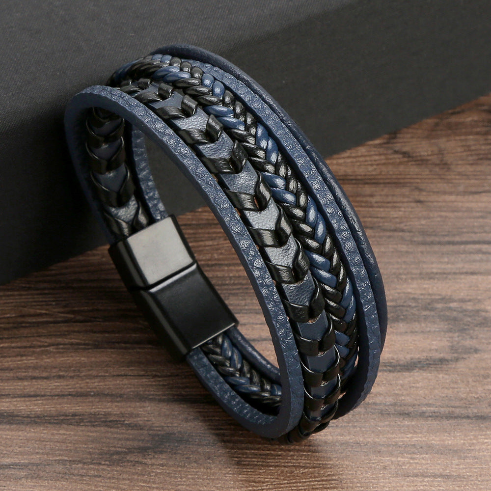Lennart | Pulsera de Varias Capas con Efecto piel y Detalle Trenzado