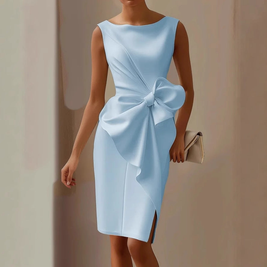 Quinn | Vestido midi sin Mangas con Lazo
