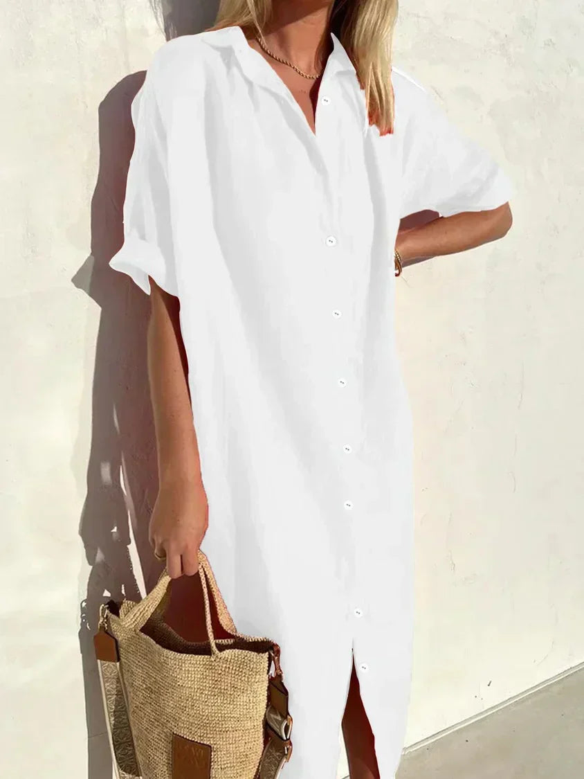 Janie | Vestido Camisero Con Botones Manga Corta