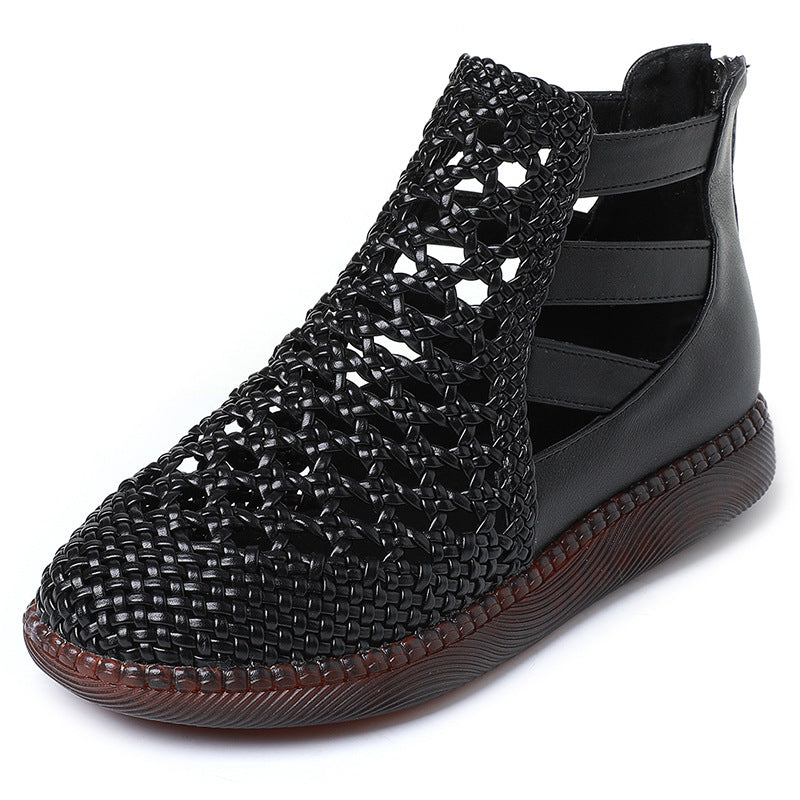Leolia | Botines Planos Con Aberturas Tejidas