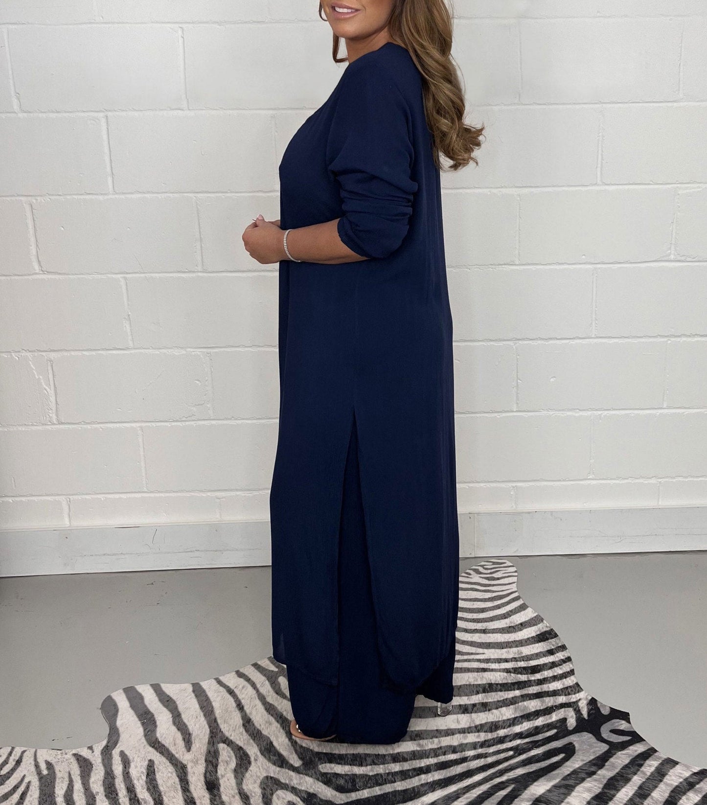 Alejandra | Conjunto De Dos Piezas: Túnica Larga Y Pantalones De Pierna Ancha