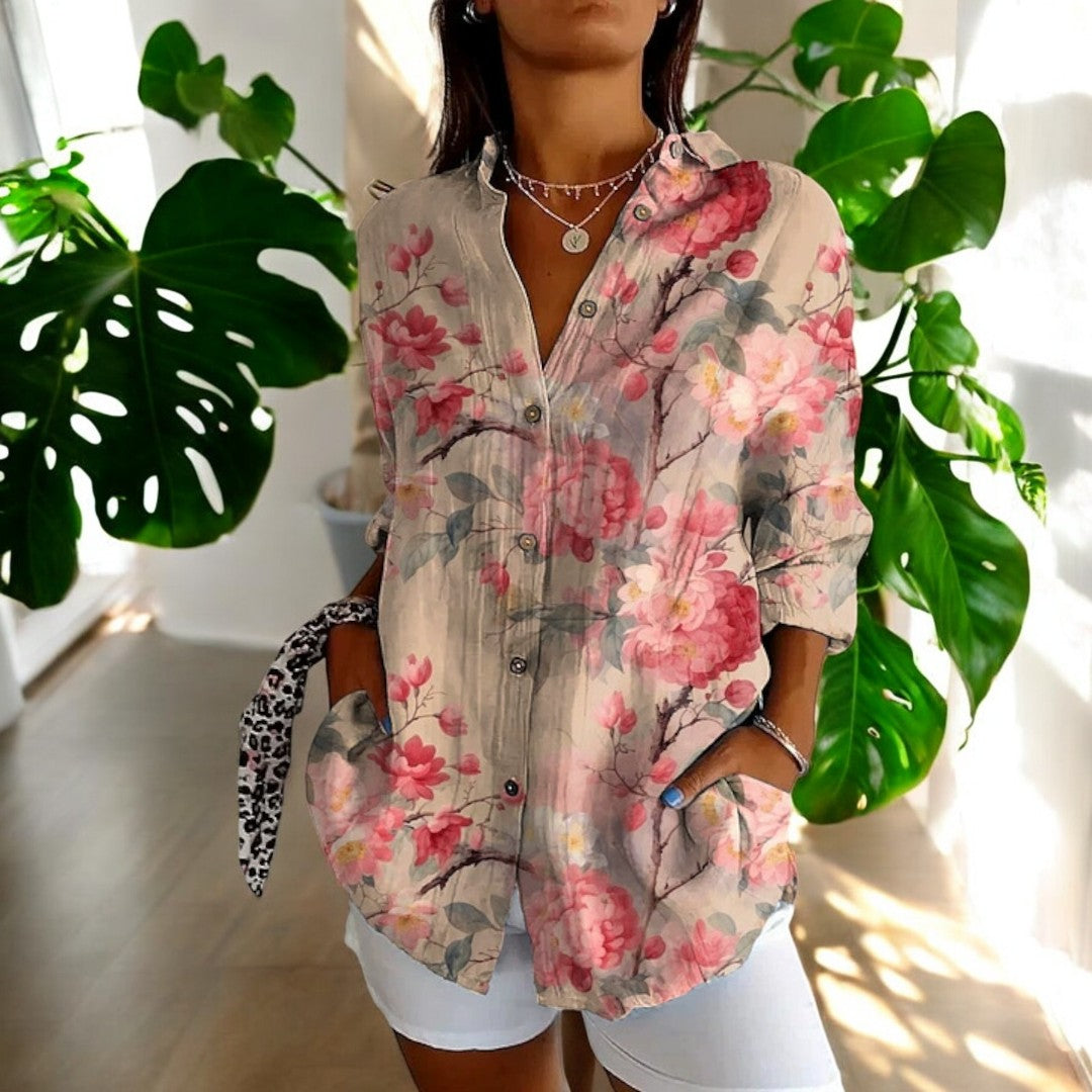 Elira | Camisa Floral Manga Larga Abotonada