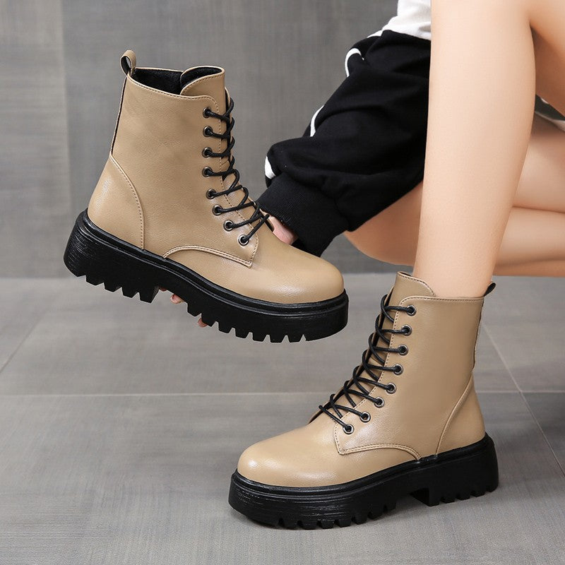 Angela | Botas de Tobillo con Cordones y Suela Gruesa