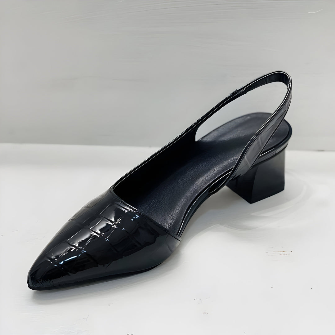 Jayla | Tacones Bajos Destalonados Piel Cocodrilo