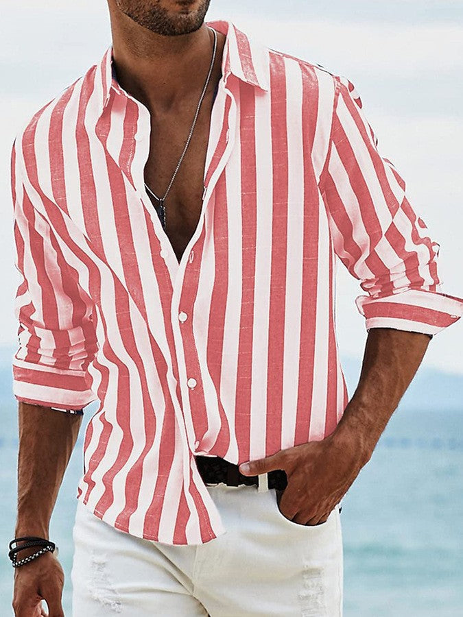 Ravi - Camisa de Rayas Verticales Con Botones