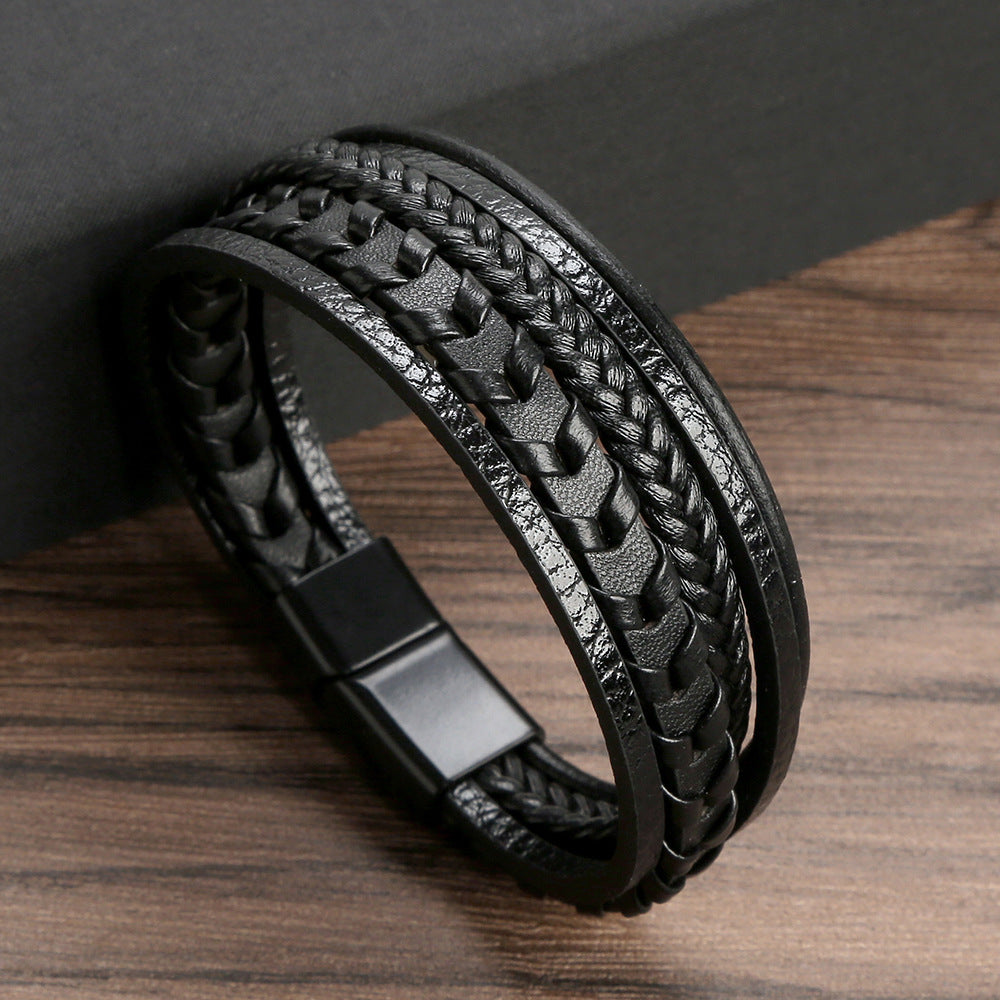 Lennart | Pulsera de Varias Capas con Efecto piel y Detalle Trenzado