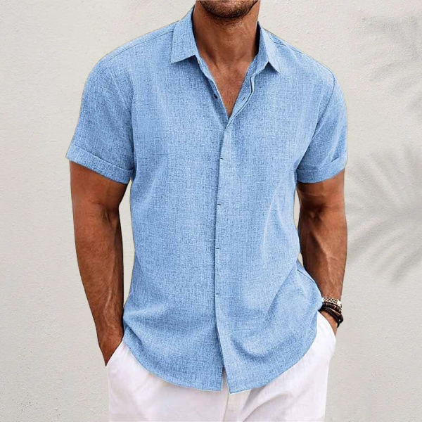 Neftali - Camisa de Manga Corta Estilo Lino