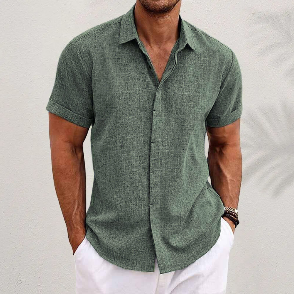 Neftali - Camisa de Manga Corta Estilo Lino