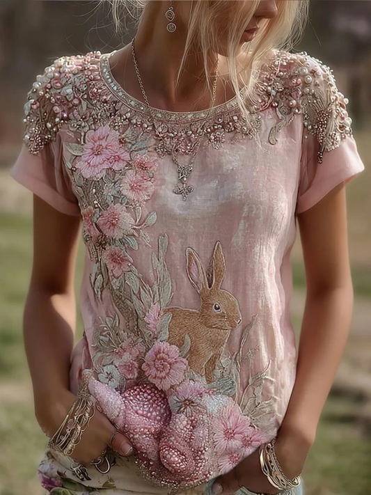 Julija | Blusa Cuello Redondo Con Estampado Conejo