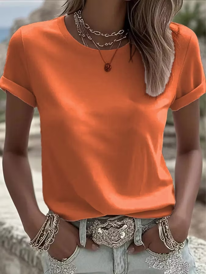 Froukje | Blusa de Manga Corta y Cuello Redondo