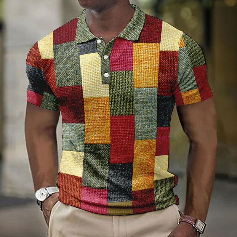 Gasan - Polo De Manga Corta Con Diseño Patchwork Multicolor