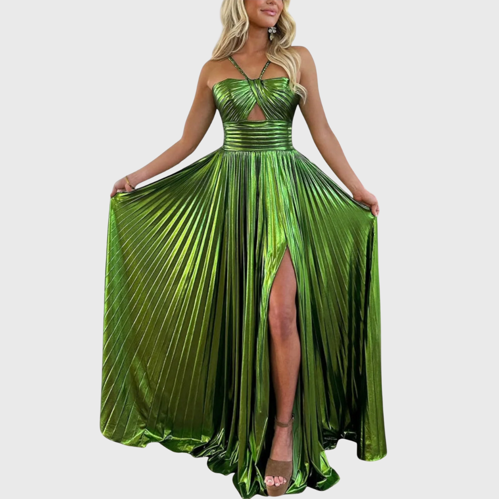 Kirsty | Vestido Maxi Plisado Sin Mangas Cutout