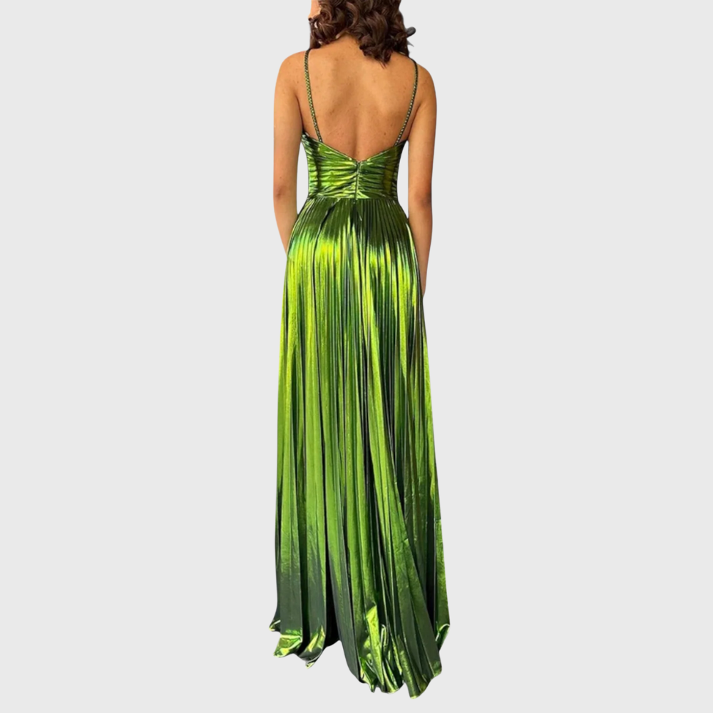 Kirsty | Vestido Maxi Plisado Sin Mangas Cutout
