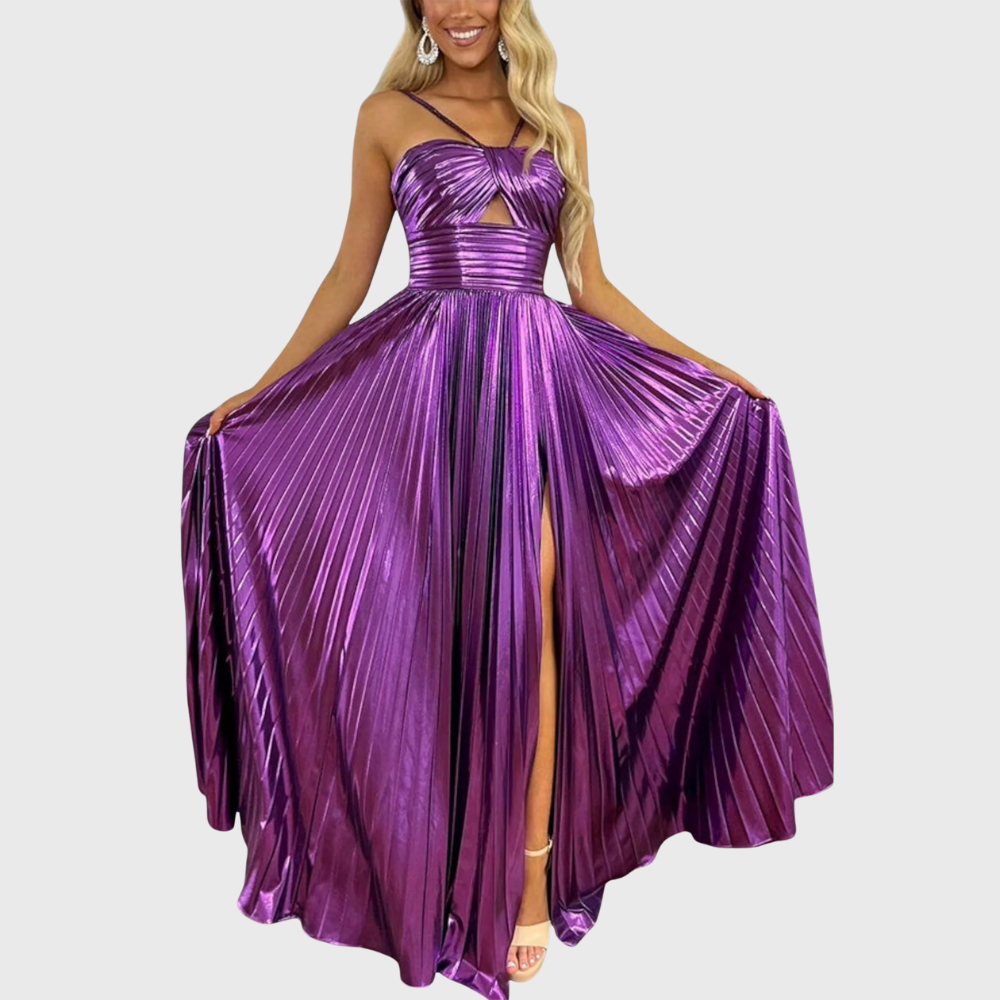 Kirsty | Vestido Maxi Plisado Sin Mangas Cutout