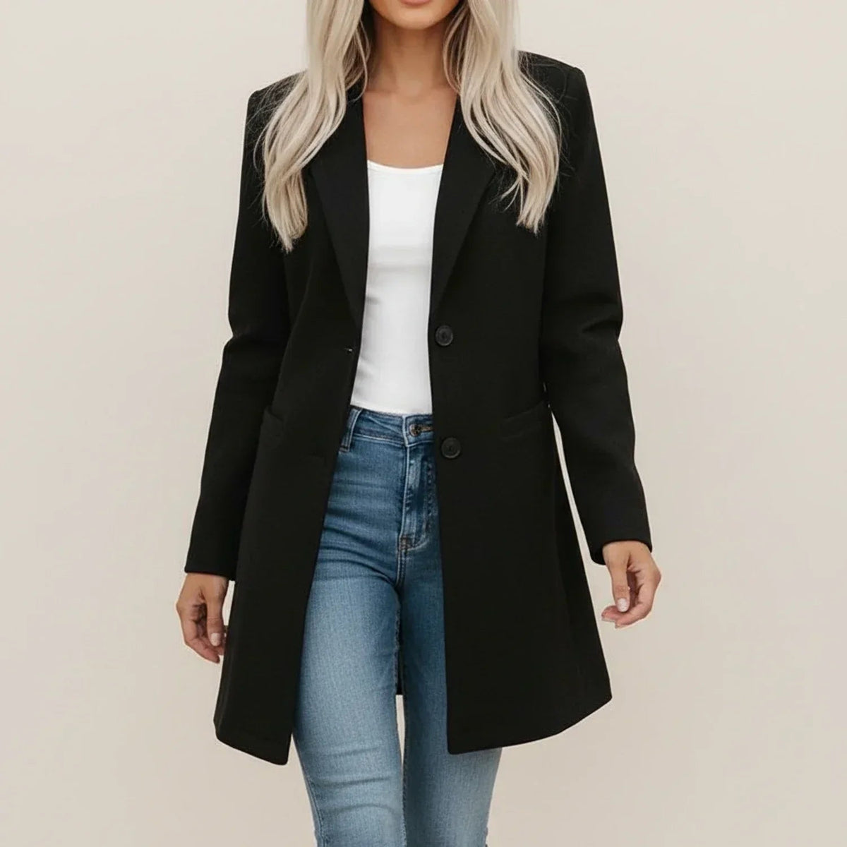 Leonas | Blazer con Solapas Anchas y Bolsillos