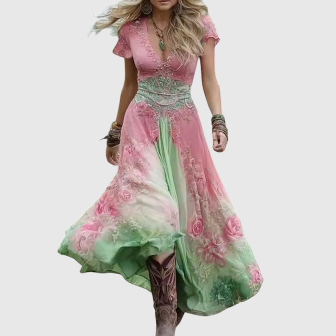 Vihangi - Vestido Floral Entallado y Holgado