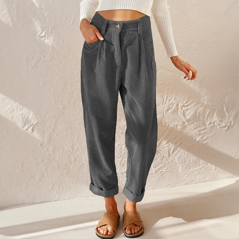 Sylvia | Pantalones de Cintura Alta con Textura de Pana