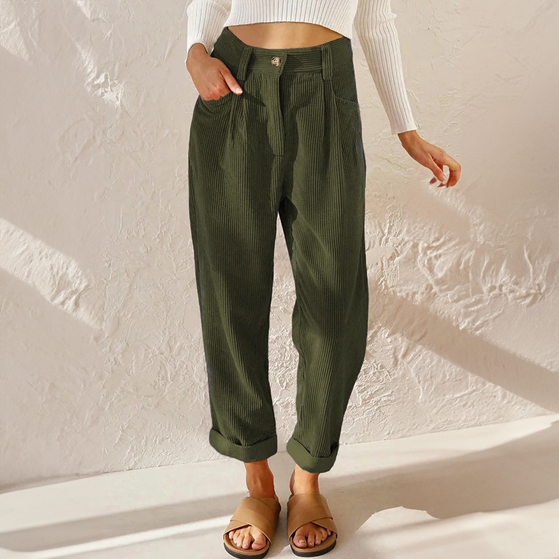 Sylvia | Pantalones de Cintura Alta con Textura de Pana