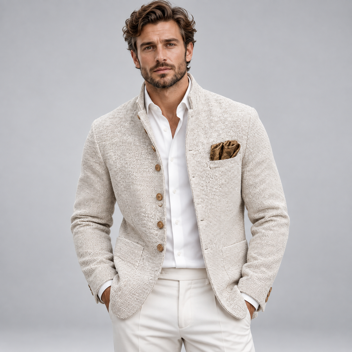 Leone | Blazer Texturizado con Cuello Alto