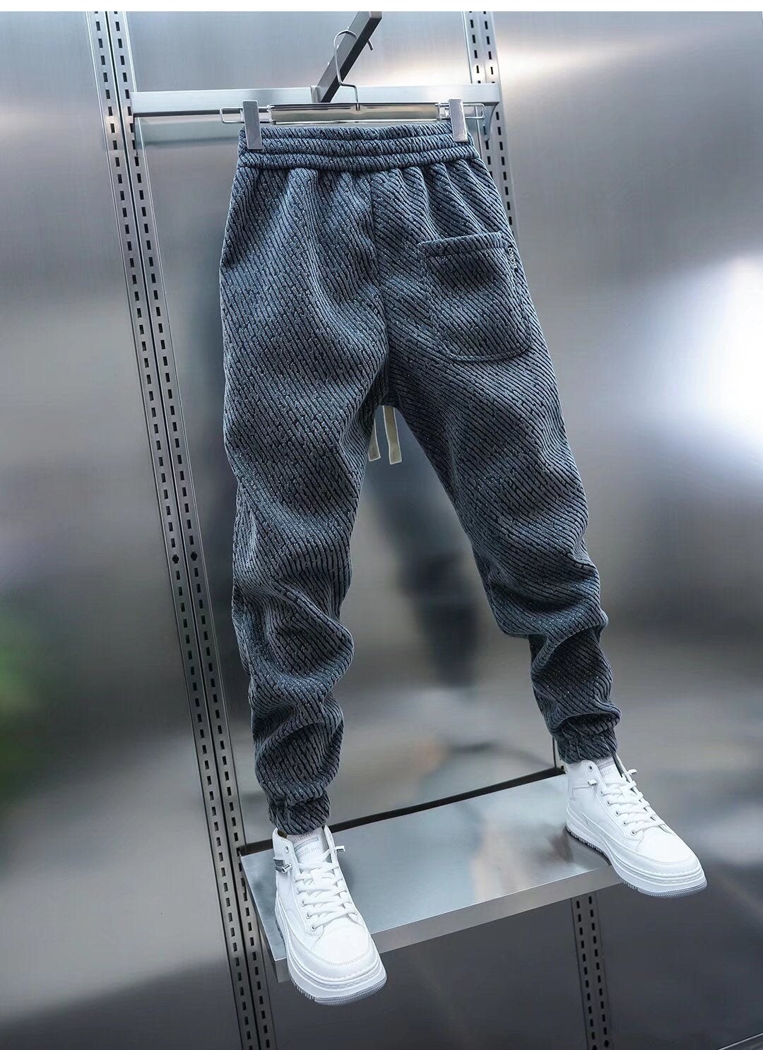 Wilberg - Pantalones Jogger con Cordón y Acabado Texturizado Con Puños Elásticos