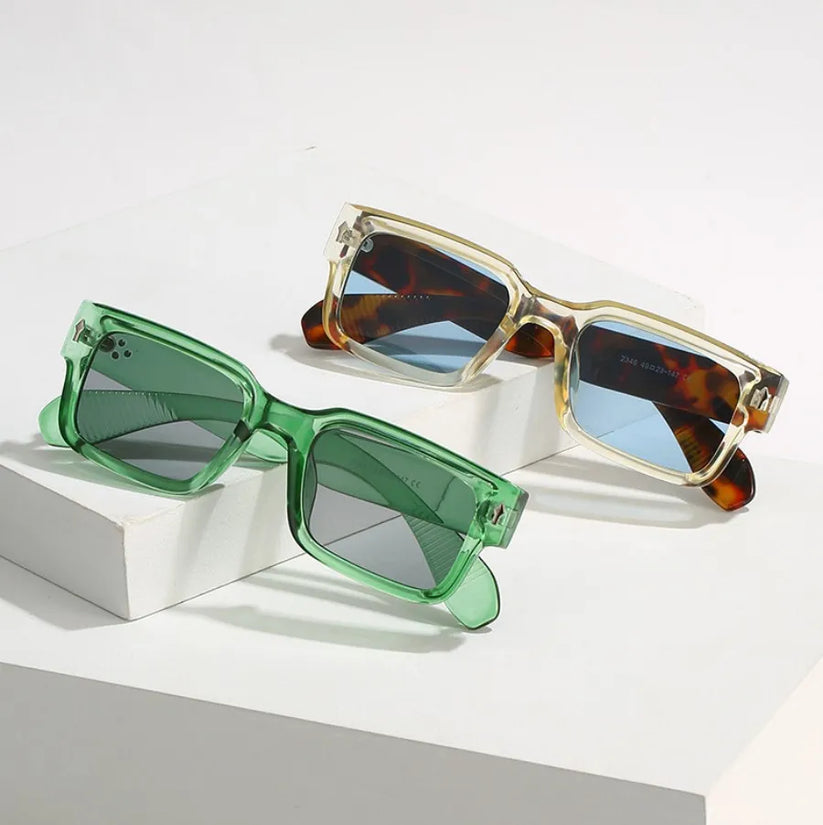 RetroLens - Gafas de sol unisex con Montura Cuadrada y Cristales Tintados en Verde