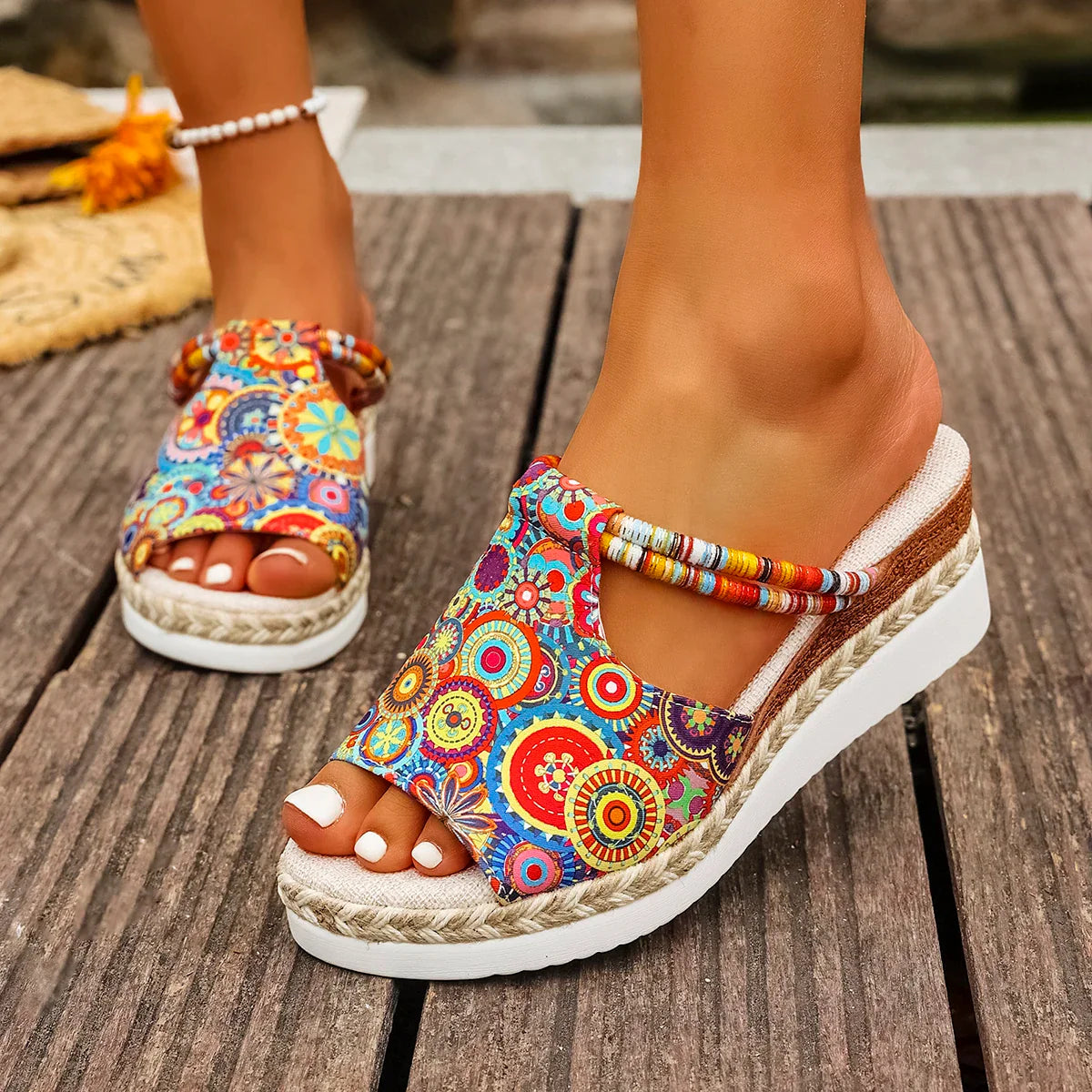 Raiza | Sandalias De Plataforma Con Puntera Abierta Y Estampado