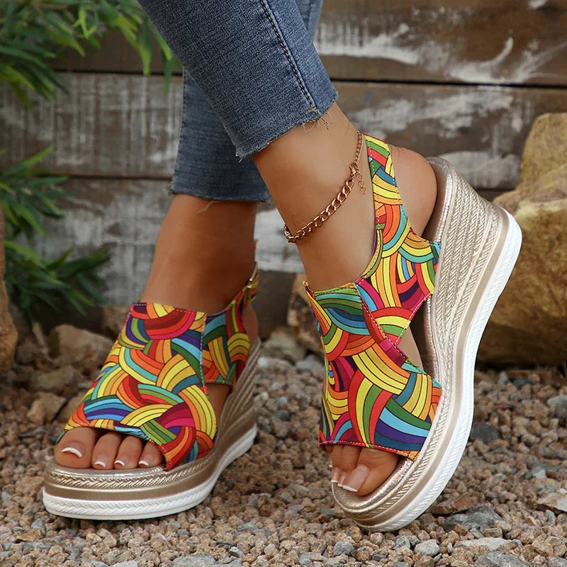 Raiza | Sandalias De Plataforma Con Puntera Abierta Y Estampado