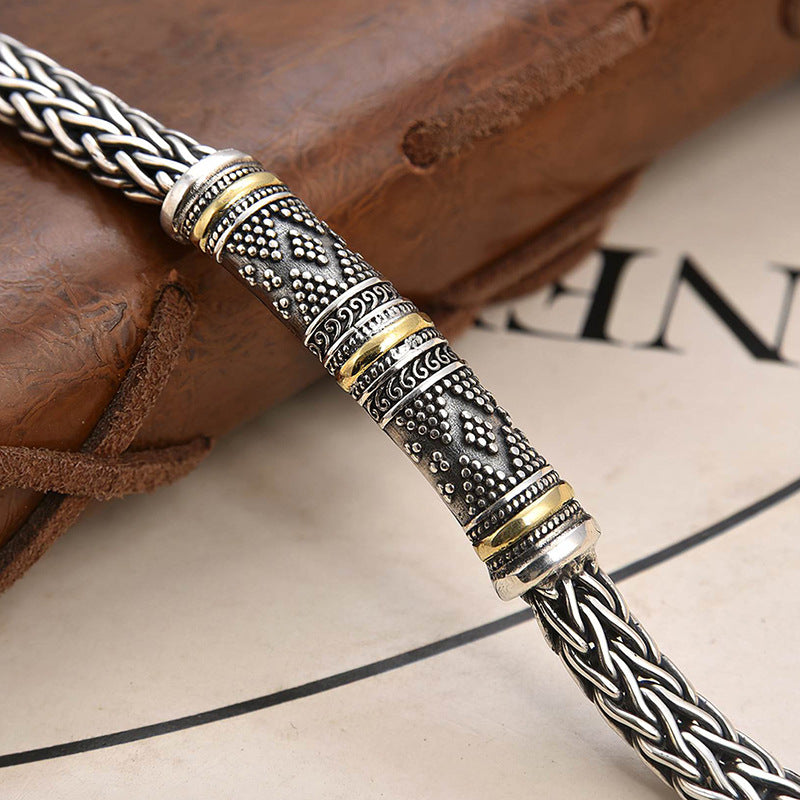 Jalair | Pulsera De Cadena Trenzada Con Cierre Metálico, Color Plata