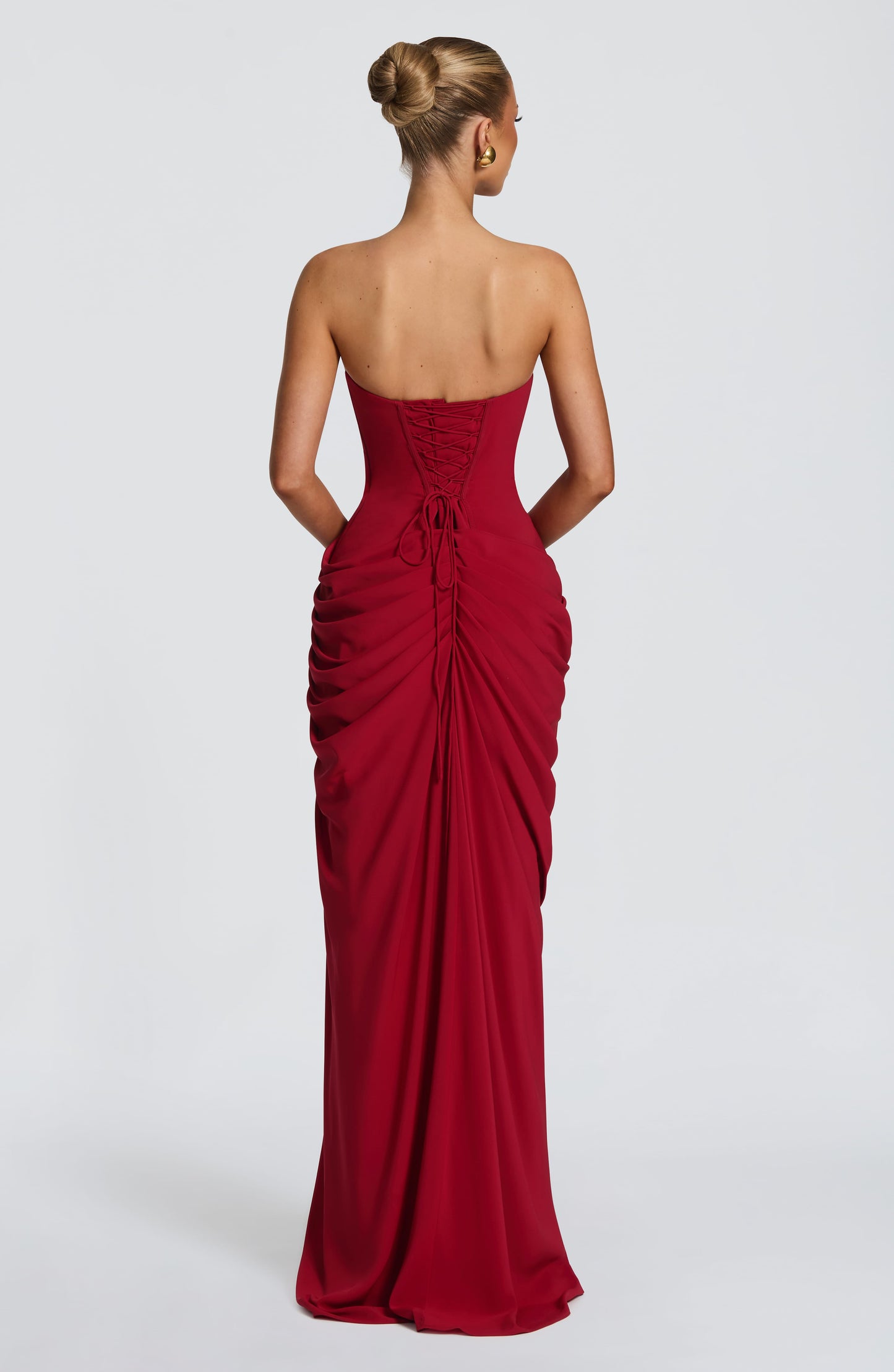 Narja | Vestido Largo Sin Tirantes Con Fruncidos y Abertura