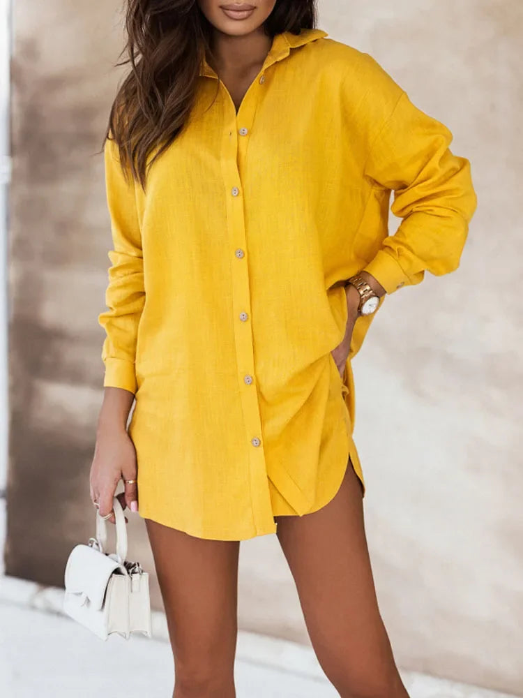 Giovina | Conjunto Casual Camisa Shorts Lisos