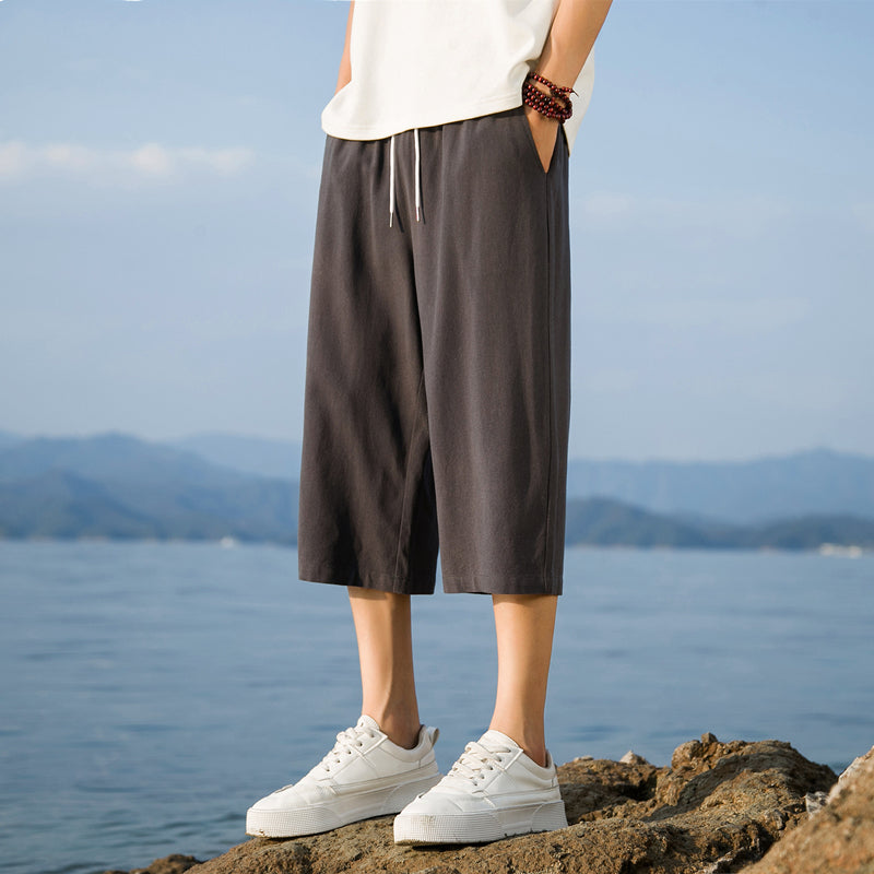 Nelson | Pantalones Informales De Corte Corto Y Pierna Ancha Con Cordón