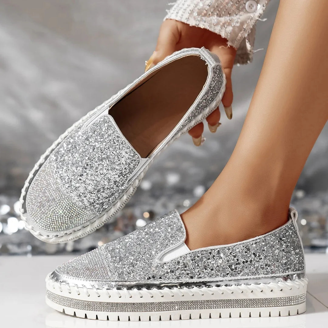 Lizka | Mocasines de Plataforma Con Pedrería Brillante