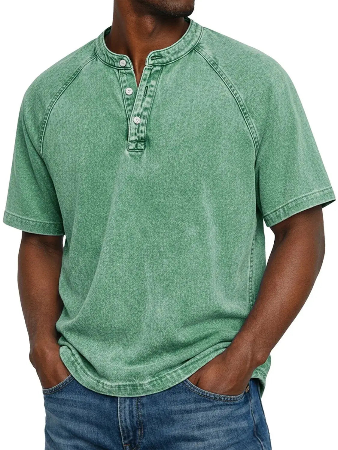 Esarot - Camiseta Henley Vintage Con Botones
