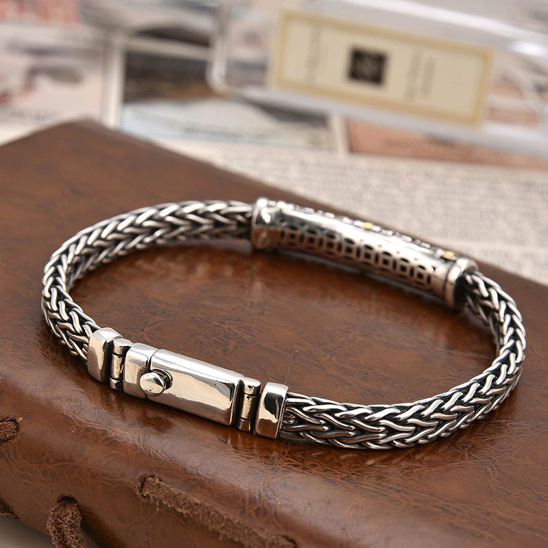 Jalair | Pulsera De Cadena Trenzada Con Cierre Metálico, Color Plata