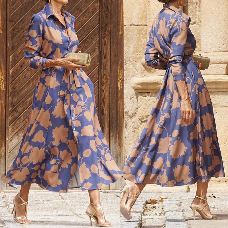 Verina | Vestido Midi Floral con Escote en Pico