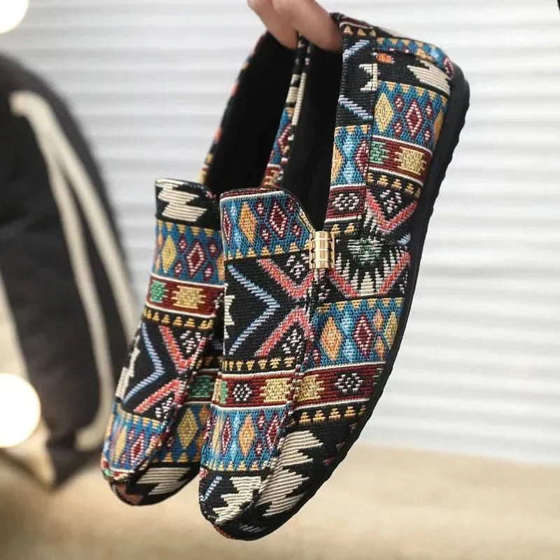 Anneloes | Mocasines Sin Cordones Con Estampado Geométrico y Hebilla