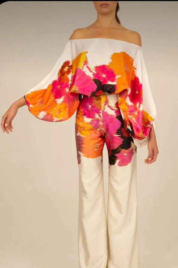 Florine | Conjunto Estampado de Dos Piezas con Pantalón