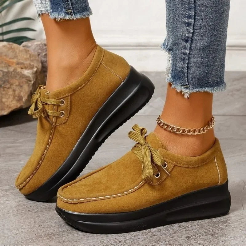 Tonja - Zapatos Cómodos Con Cordones Estilo Ante