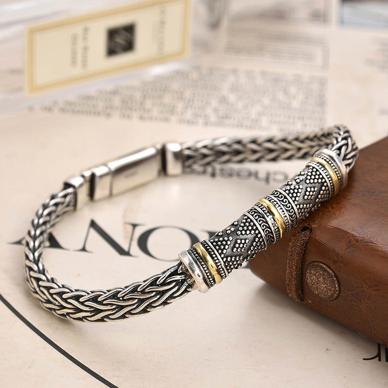 Jalair | Pulsera De Cadena Trenzada Con Cierre Metálico, Color Plata