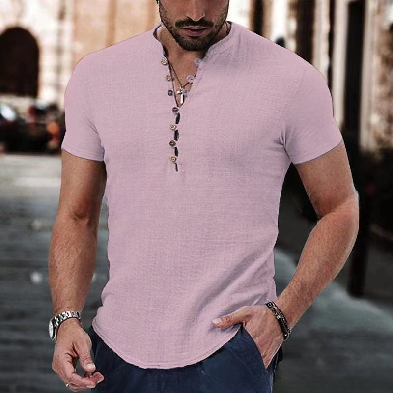 Anestis | Camiseta Henley Manga Corta Gris