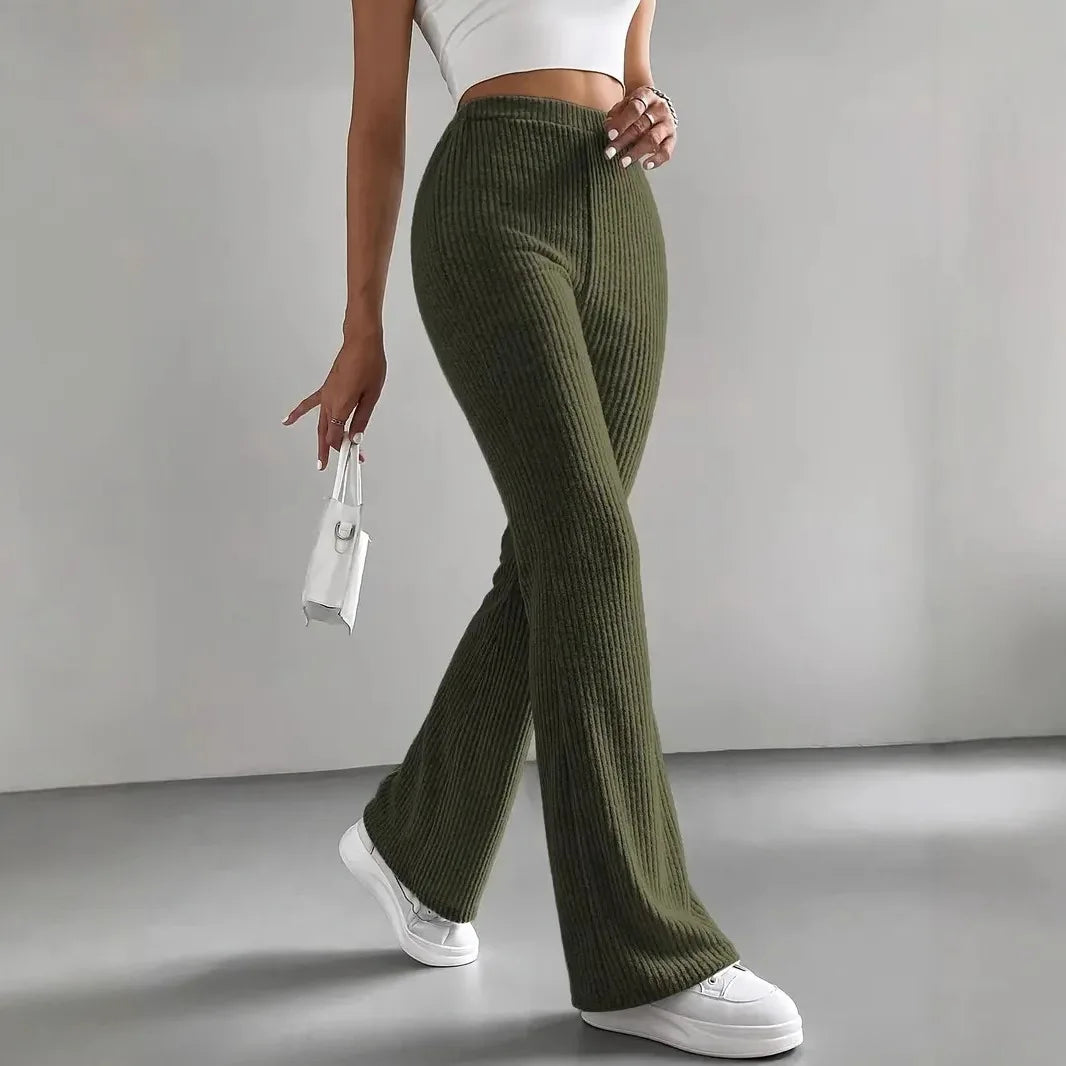 Kathrine | Pantalones De Punto Acampanados De Cintura Alta