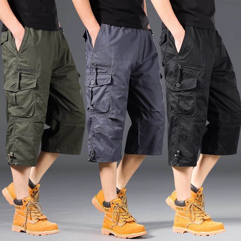 Esman | Pantalones cortos cargo de Tres Cuartos con Bolsillos,