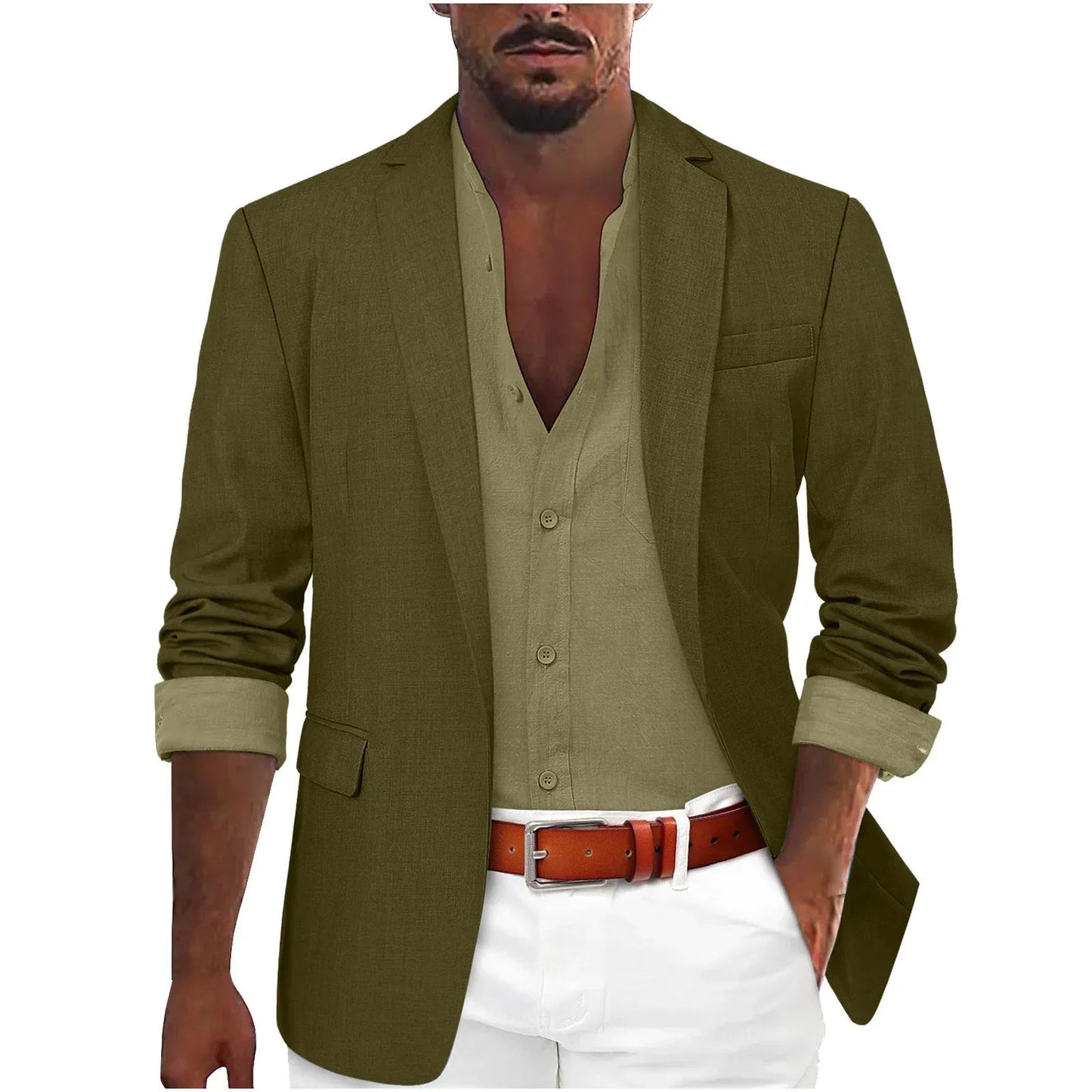 Alanzoka | Blazer Con Solapa en V y Abertura Frontal