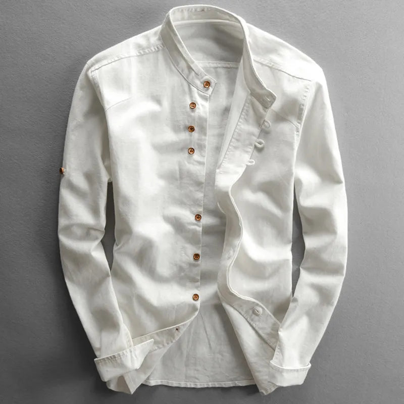Hrvoje | Camisa Manga Larga Cuello Mao