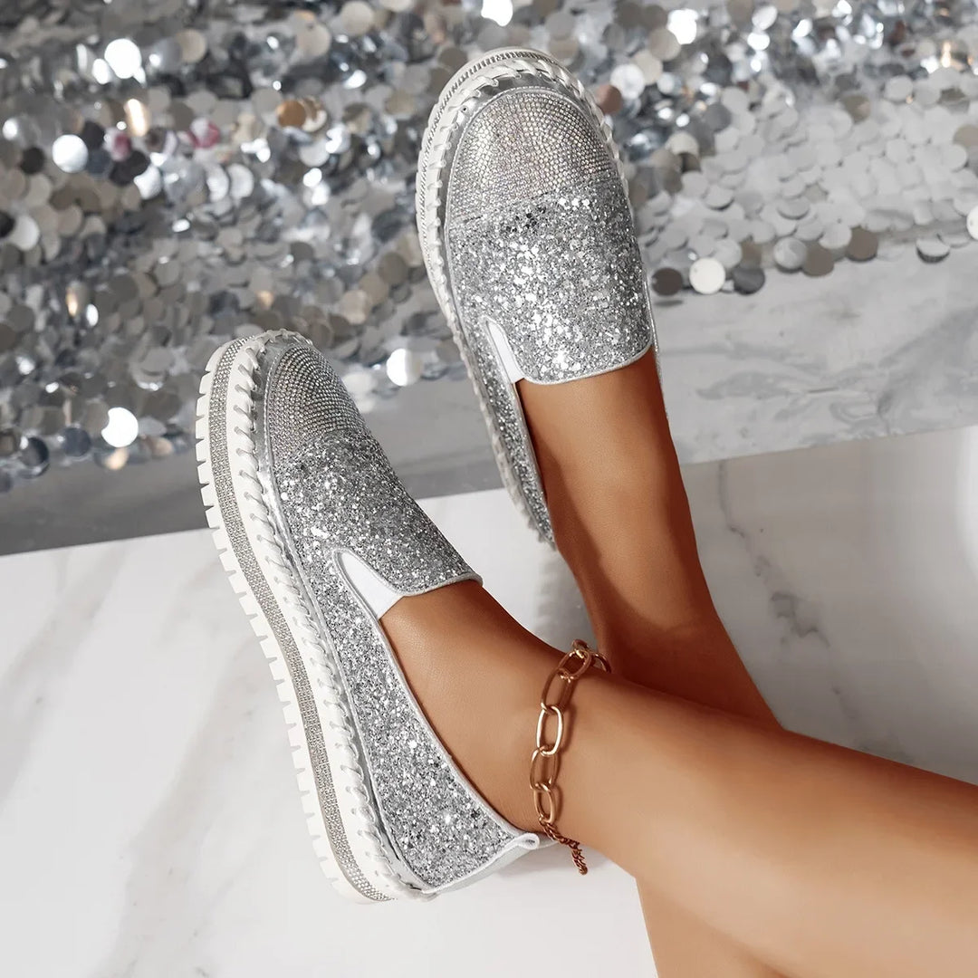 Lizka | Mocasines de Plataforma Con Pedrería Brillante