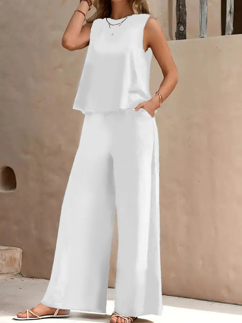Dollie | Conjunto De Dos Piezas Sin Mangas Y De Pierna Ancha