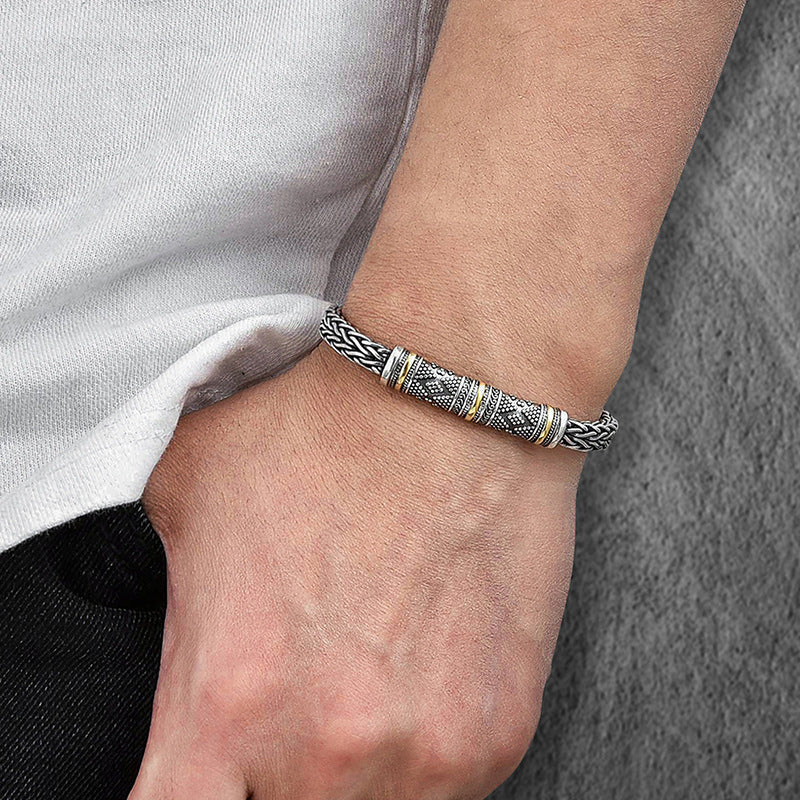 Jalair | Pulsera De Cadena Trenzada Con Cierre Metálico, Color Plata